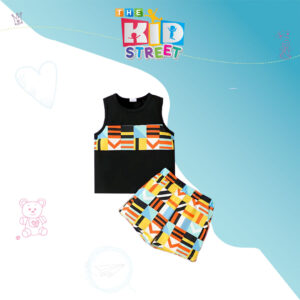 Geometry Print Kids Sleeveless Suit