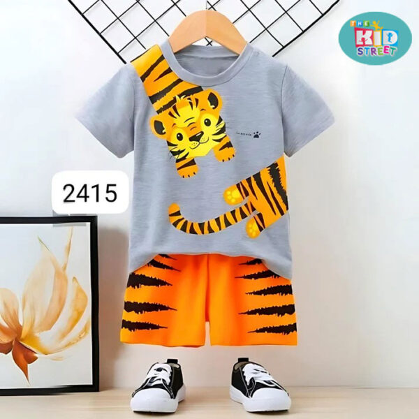 Mini Tiger Printed Shorts Set