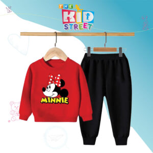 Minni Mouse Printed Sweatshirt Set – Red