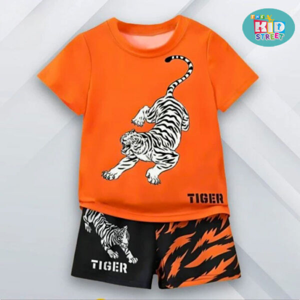 Orange Tiger Shorts Set