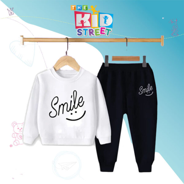 Smile Printed Sweatshirt Trouser Set White