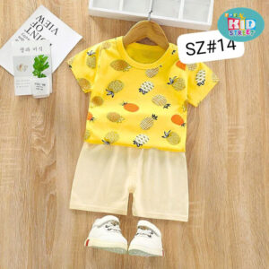 Yellow Pineapple Printed Shorts Set