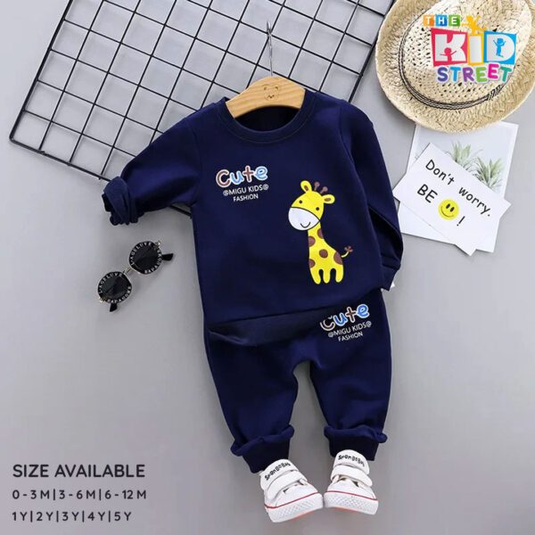 Navy Blue Giraffe Sweatshirt and Trouser