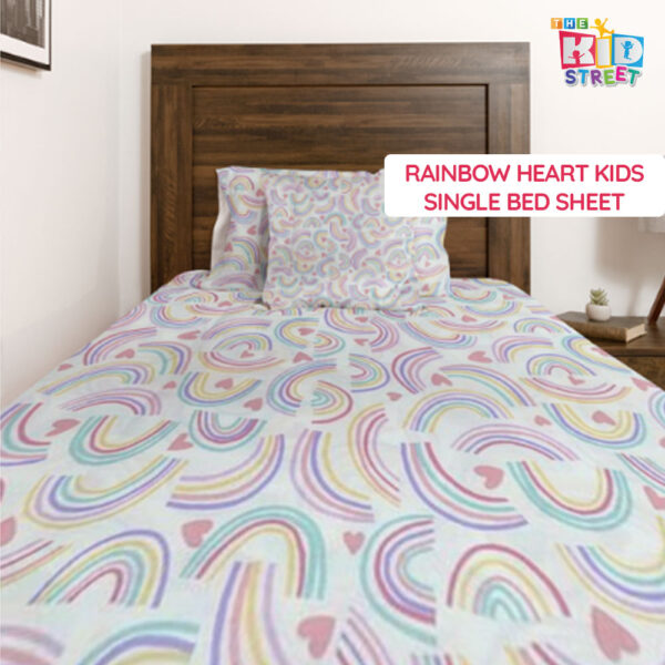 Rainbow Heart Kids Bed Sheet