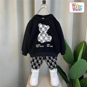 Black-Bear-Printed-Sweatshirt-Set