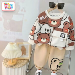 Cute-Bear-Printed-Sweatshirt-Set---White