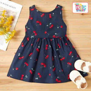 Navy-Blue-With-Cherry-Printed