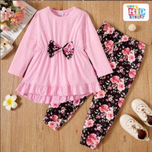 Pink-&-Black-Floral-printed-Set