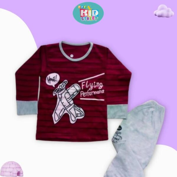 Maroon Flying Performance Print Kids Wear