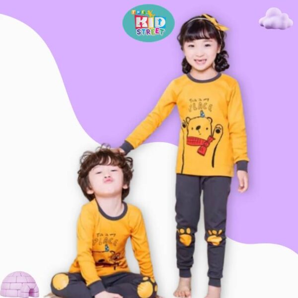 Yellow Bear Print Kids Wear